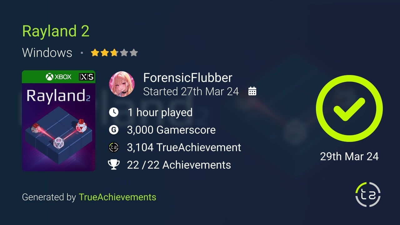 Rayland 2 achievement summary